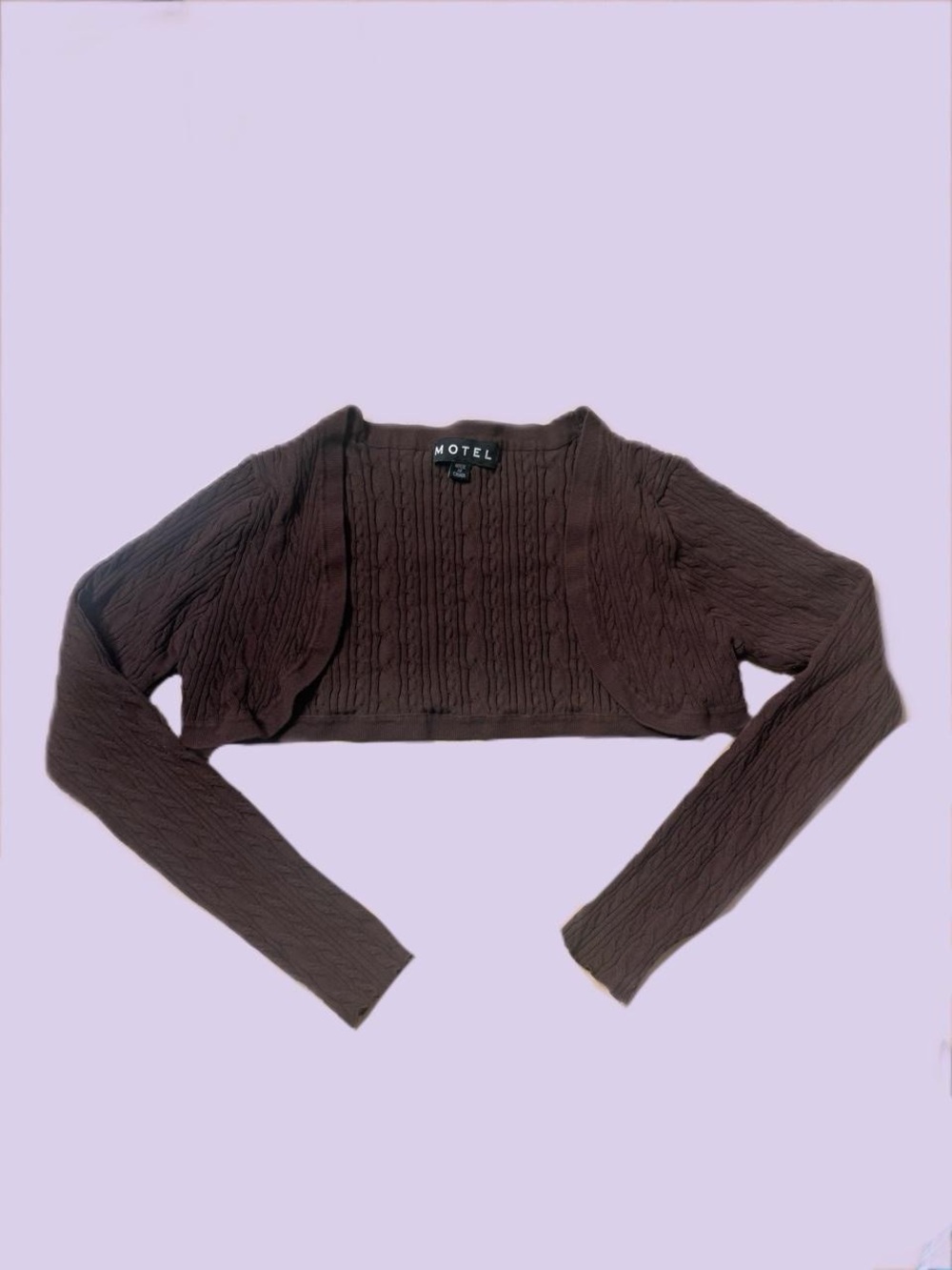 🐚 brown cable knit motel bolero shrug - Picture 1 of 5